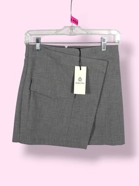 Babaton Grey Asymmetrical Mini Skirt Size 0 NWT Wrap Style Aritzia Chic